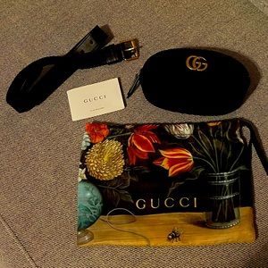 Gucci Marmont Waist Belt Bag in black velvet.